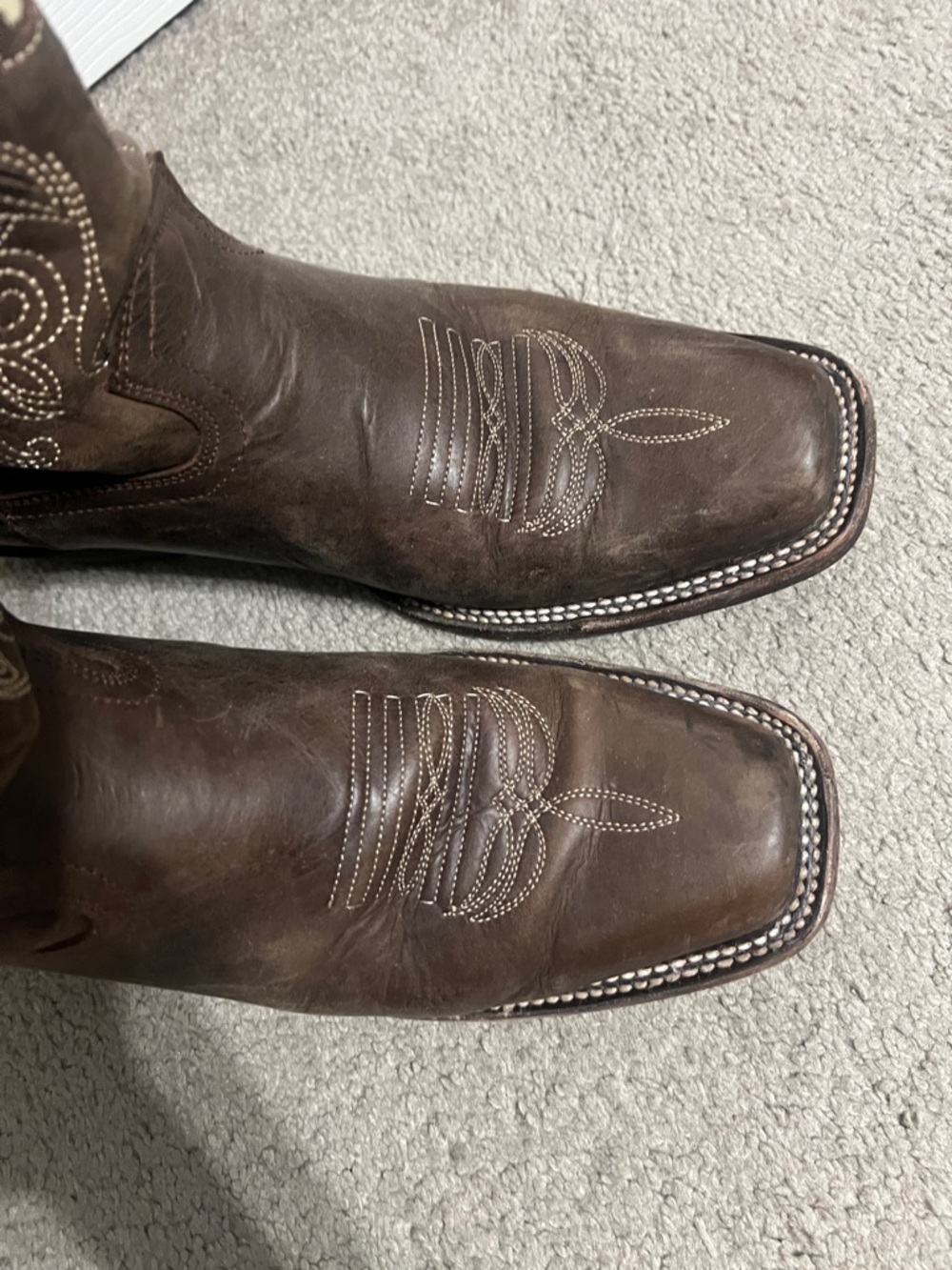 J.B. Dillon Brown Leather Embroidered Western Heeled Boots - Picture 2 of 7